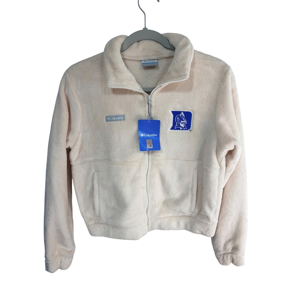 Columbia Fireside Full Zip Duke Blue Devils Jacket Womens Small Chalk Collegiate